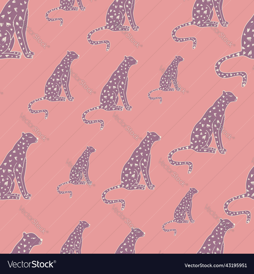 Doodle cheetah seamless pattern hand drawn cute