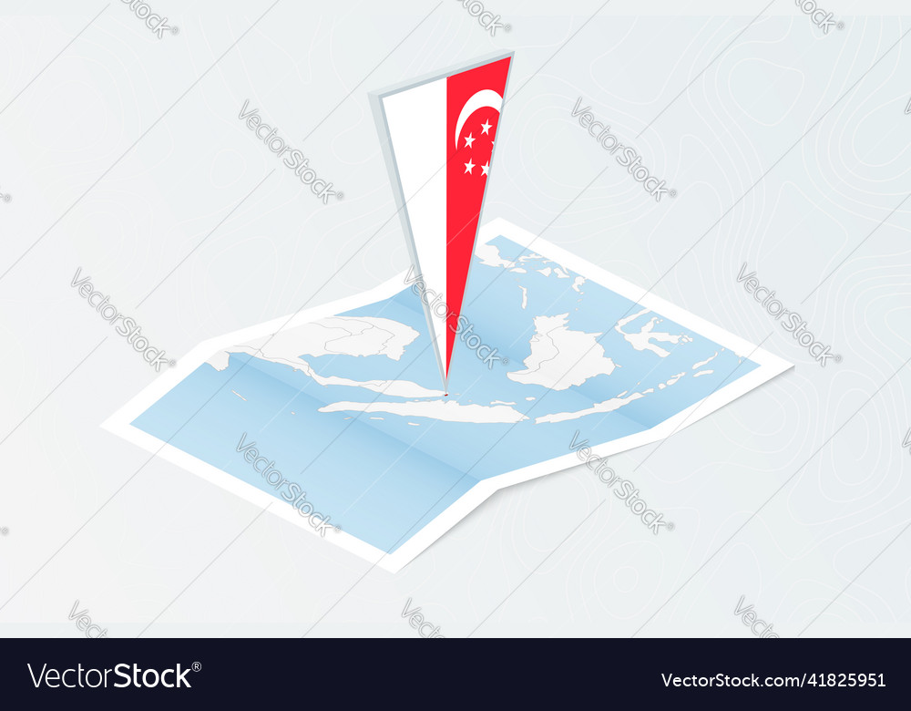 Isometric paper map of singapore with triangular