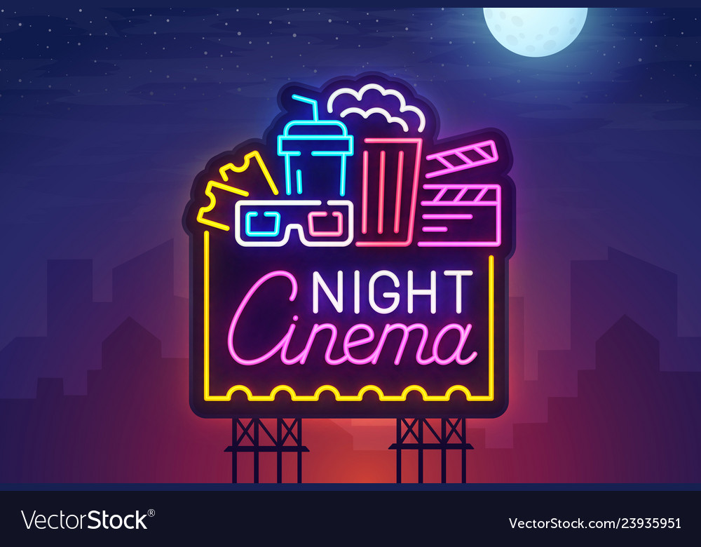 Neon Stadt Kino Billboard