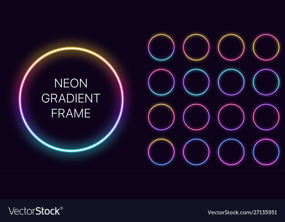 Neon gradient circle frame with copy space vector image Neon gradient circle frame with copy space