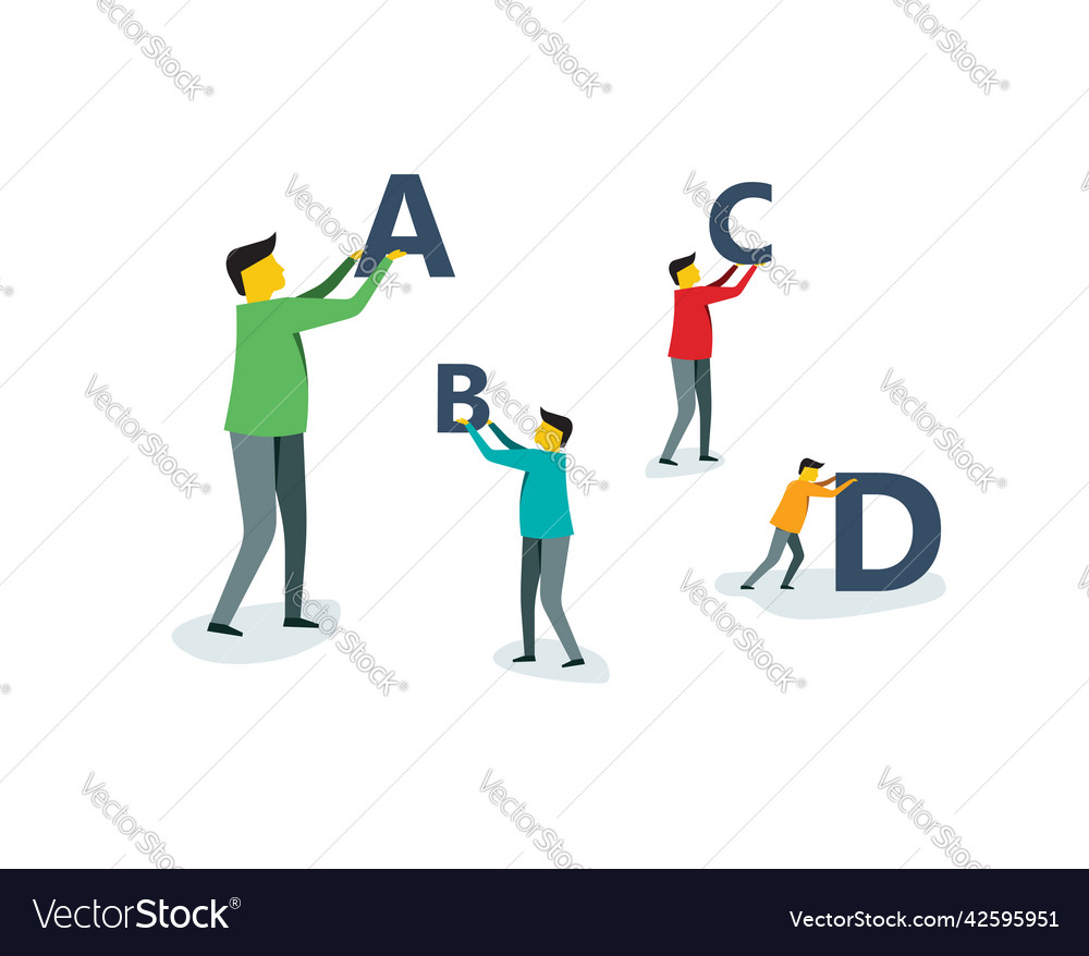 People hold alphabet symbol abc