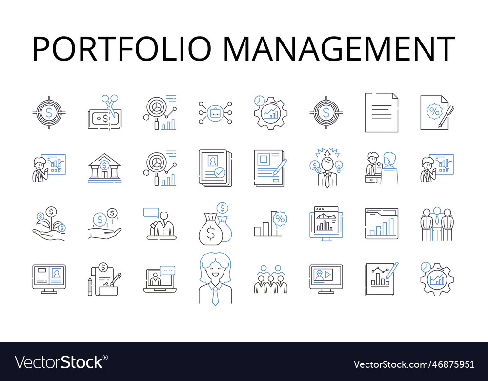 Portfolio Management Line Icons Sammlung