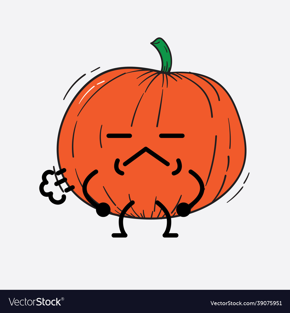 Pumpkin character with cute face and simple body