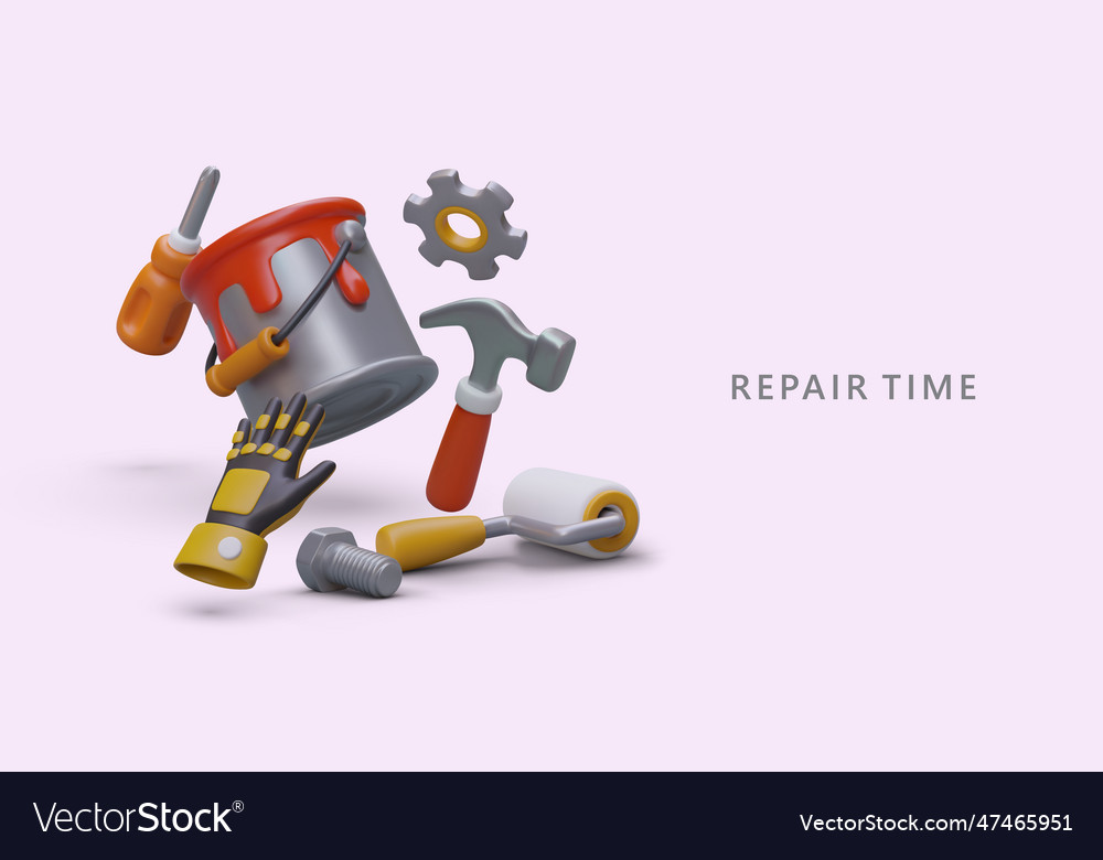 Repair time advertising banner on light purple