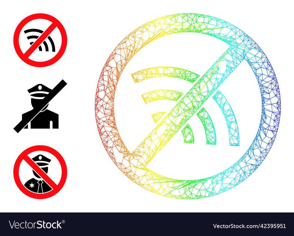 Spectral gradient network mesh stop wi-fi icon vector image Spectral gradient network mesh stop wi-fi icon