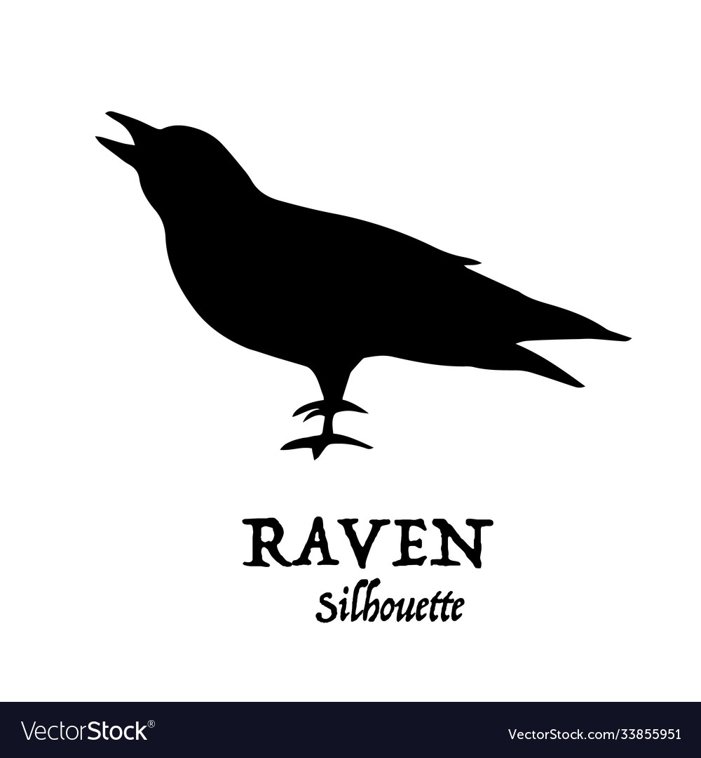 Standing raven silhouette in halloween elements Vector Image