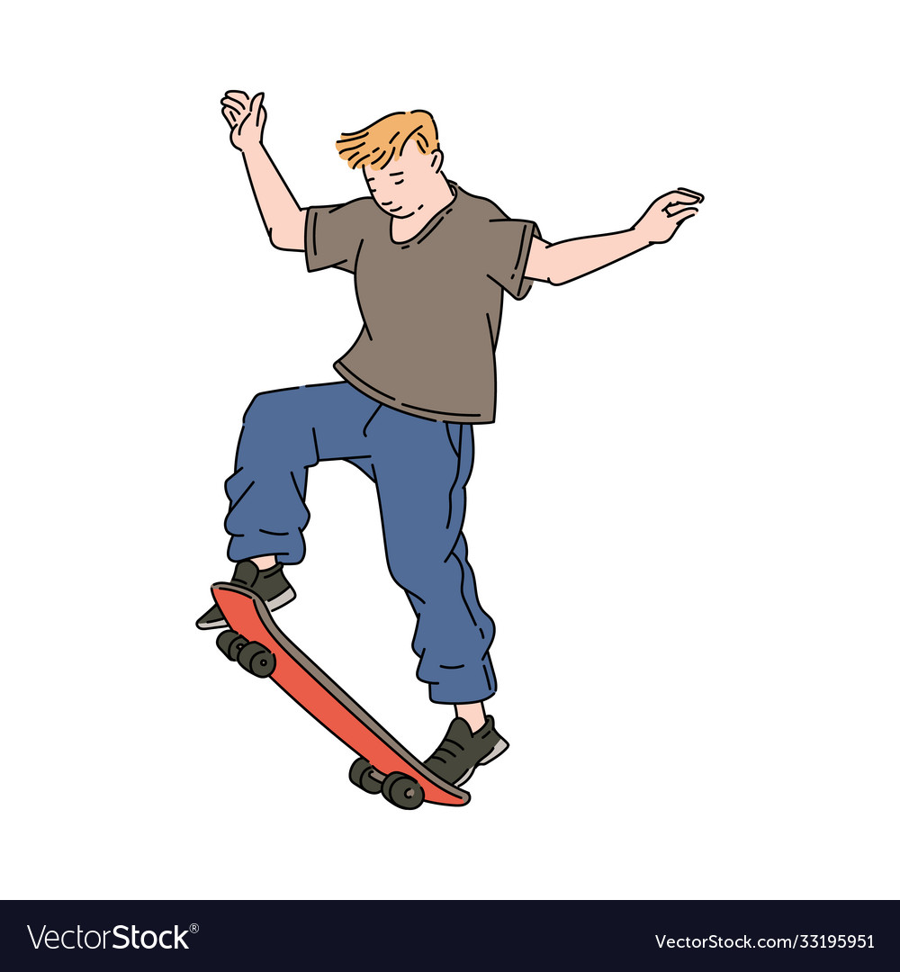 Urban man skateboarder cartoon character Vector Image