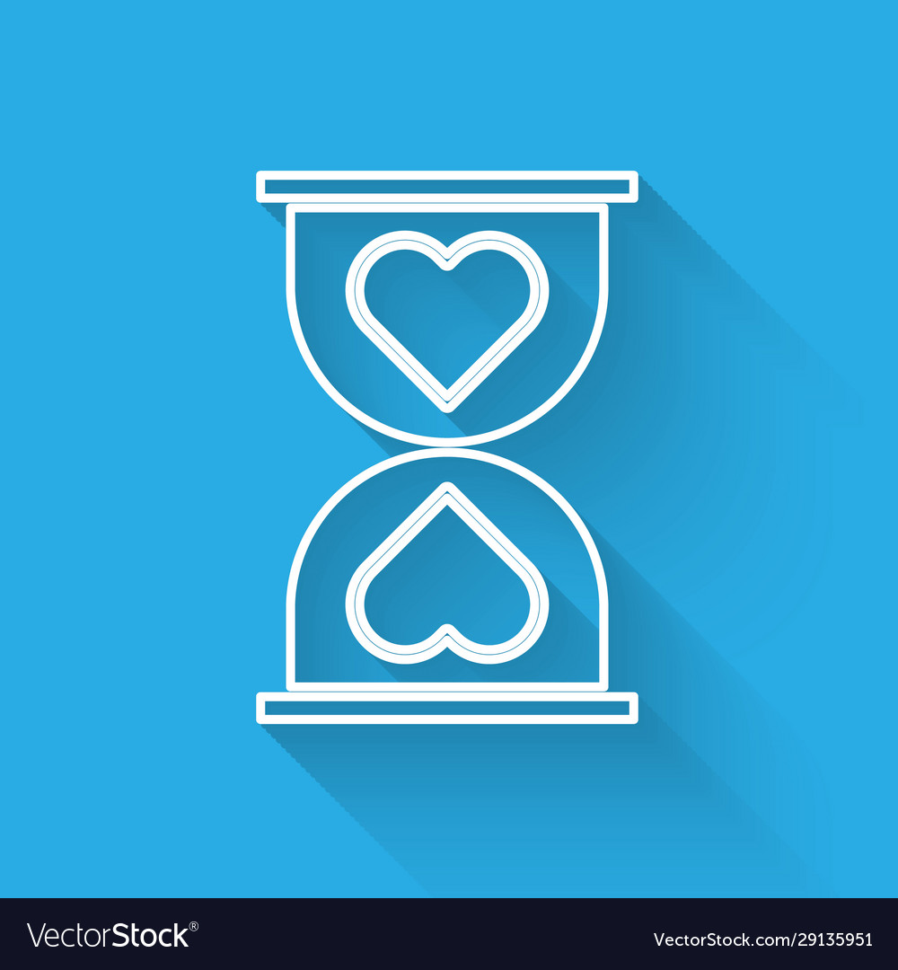 White line heart in center old hourglass icon