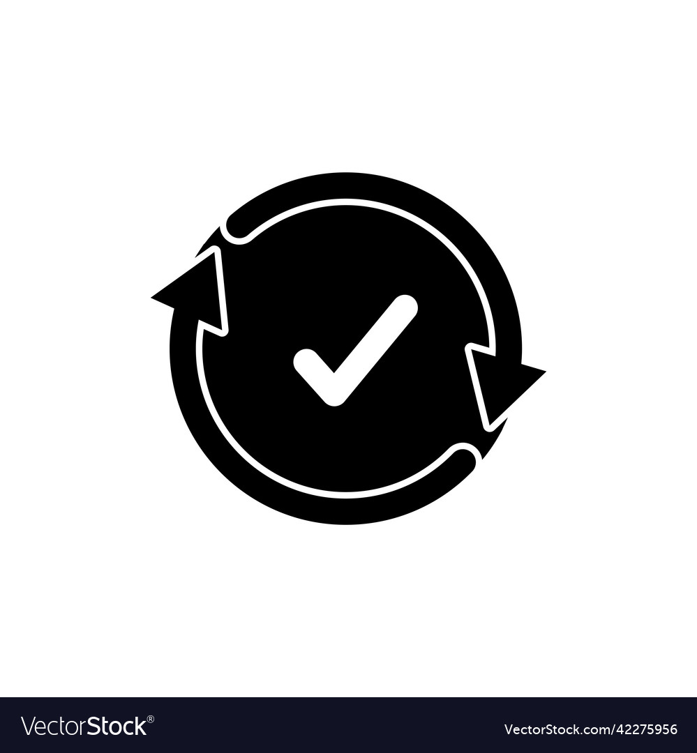 Check mark with circle and arrow icon solid vector image Check mark with circle and arrow icon solid