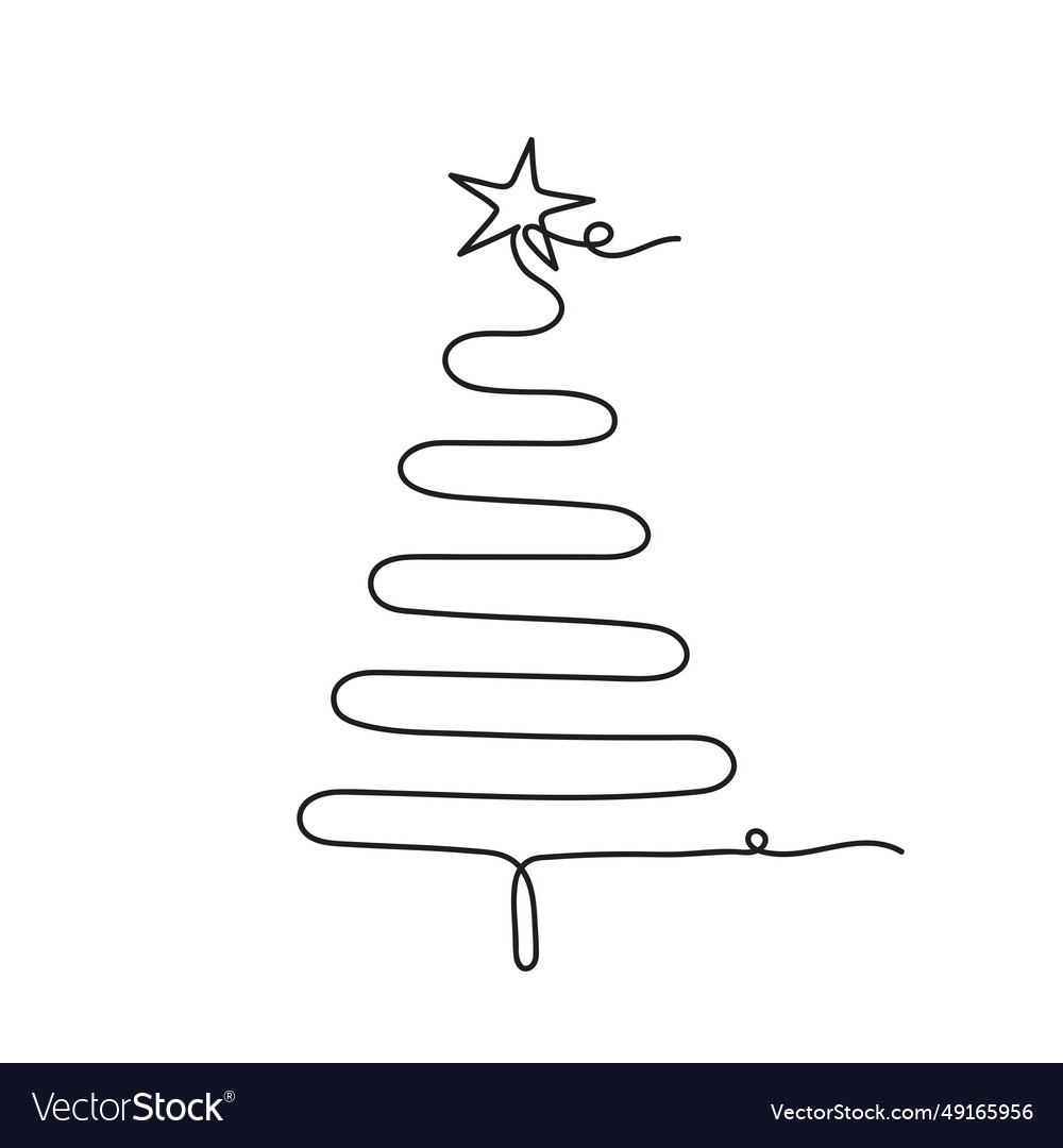 Christmas tree continuous one line icon