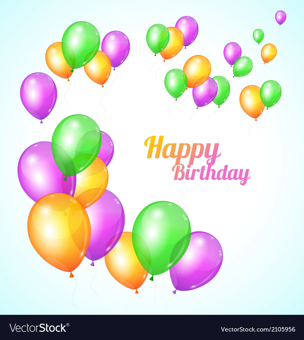 Color happy birthday card balloons fly Royalty Free Vector