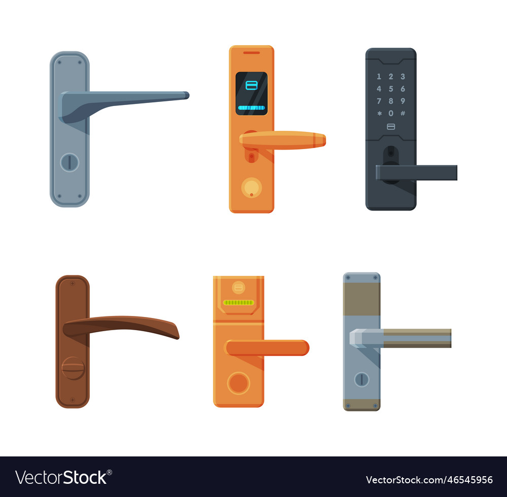 Different doorknob and door handle for open Vector Image Different doorknob and door handle for open