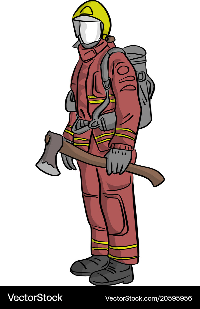 Firefighter with Axe Royalty Free Vector Image