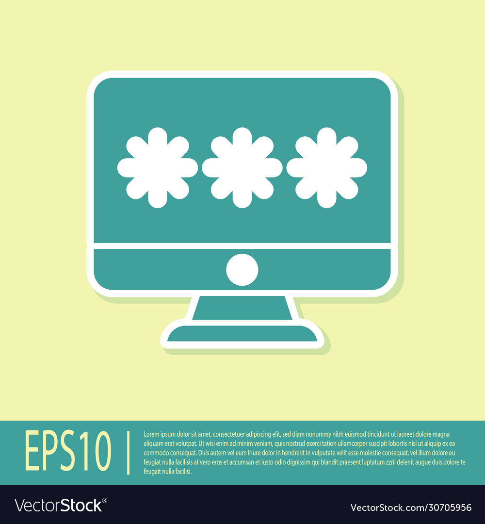 Green monitor with password notification icon vector image Green monitor with password notification icon