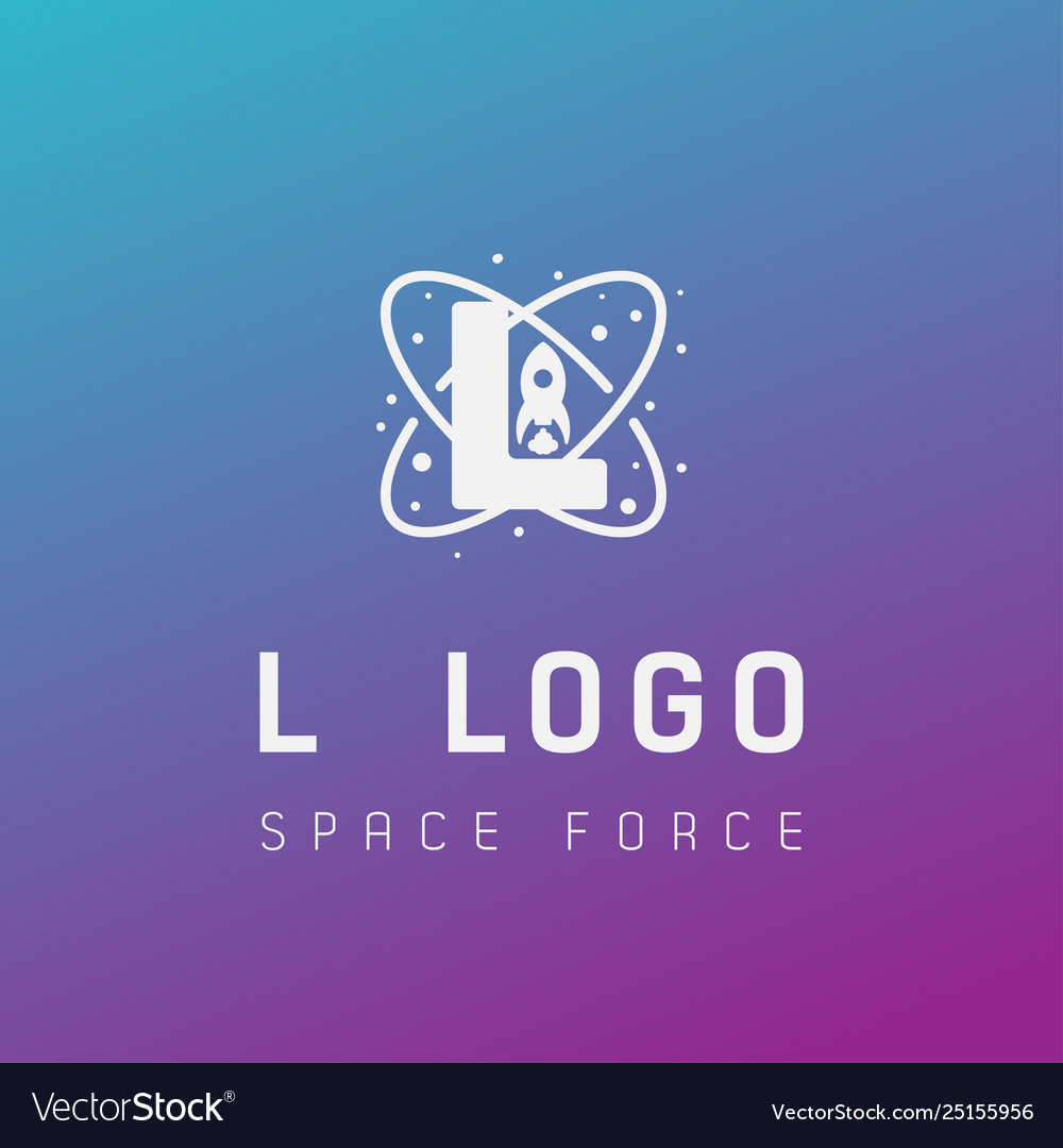 L initial space force logo design galaxy rocket