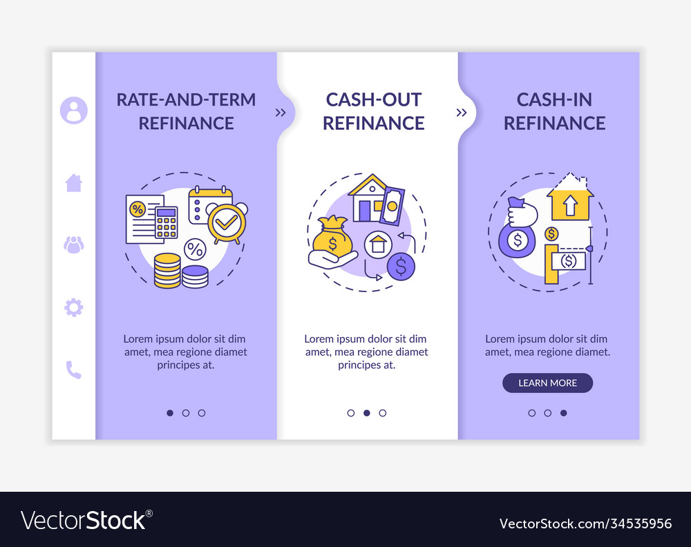 Mortgage borrowing types onboarding template Vector Image