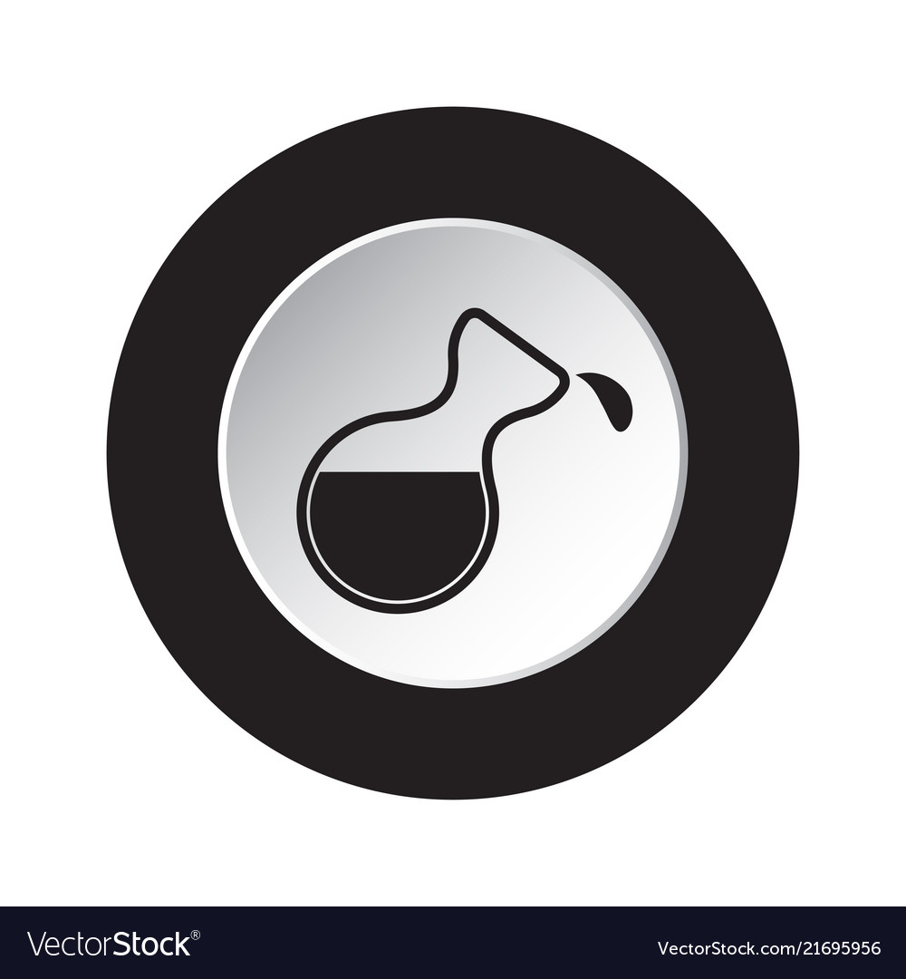 Round black white button icon flask with a drop vector image Round black white button icon flask with a drop