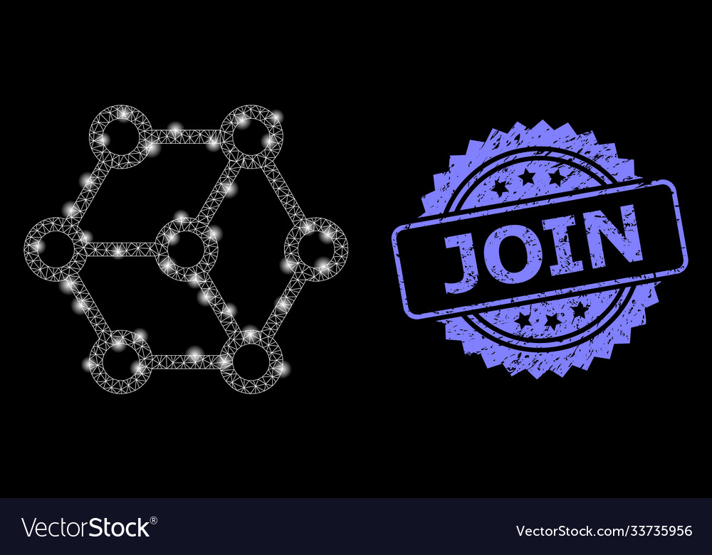 Rubber join stamp and bright web net vector image Rubber join stamp and bright web net