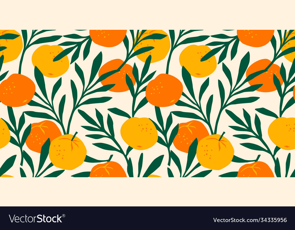 Seamless pattern with mandarins modern