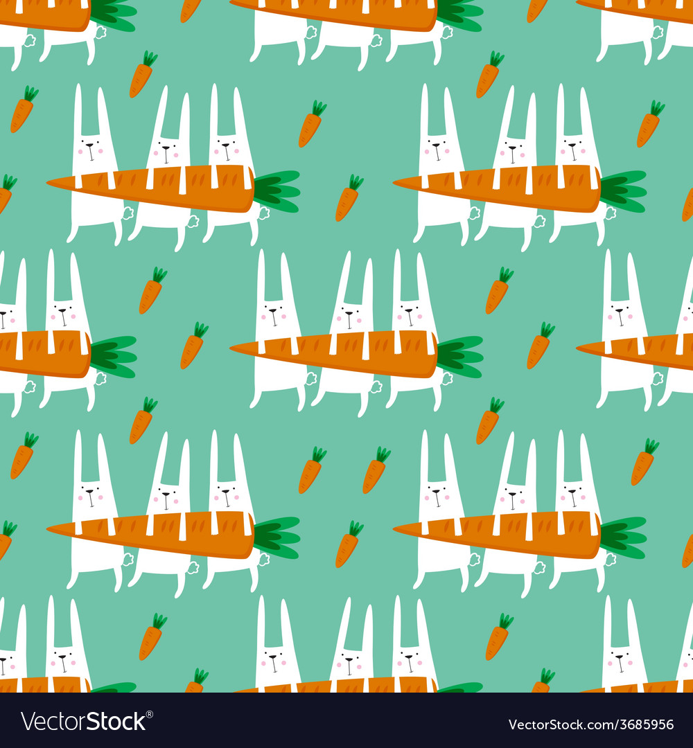 Seamless pattern with rabbits and carrots