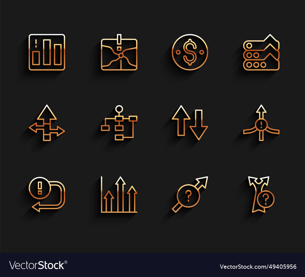 Set line arrow pie chart infographic hierarchy vector image Set line arrow pie chart infographic hierarchy