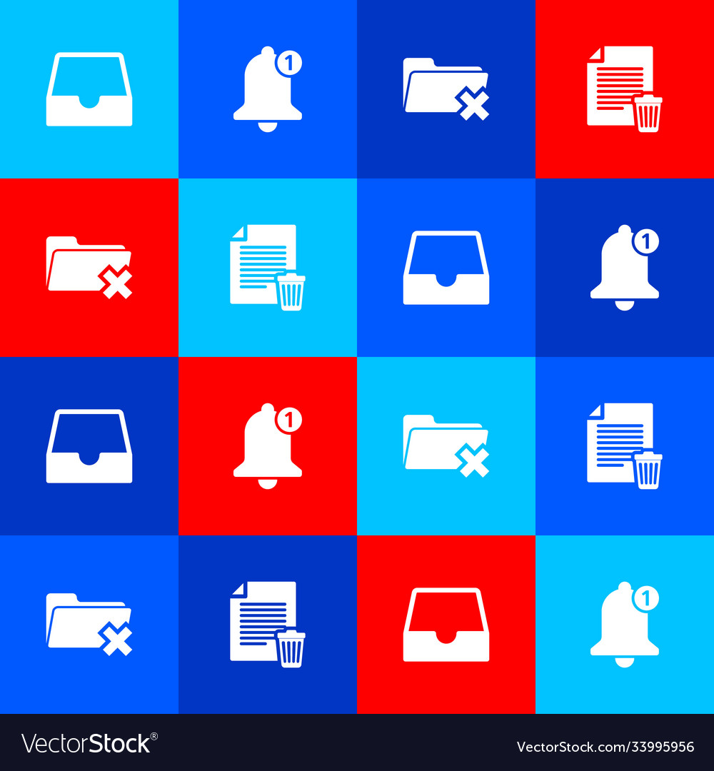 Set social media inbox bell delete folder Vector Image Set social media inbox bell delete folder