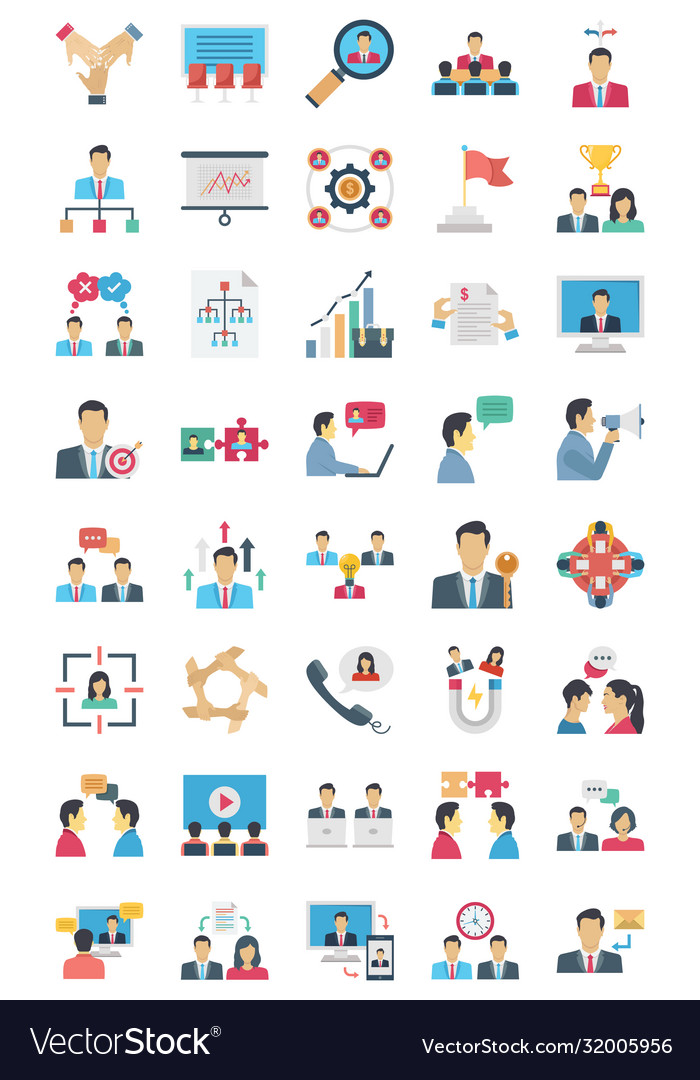 Teamwork color icons set every single icon