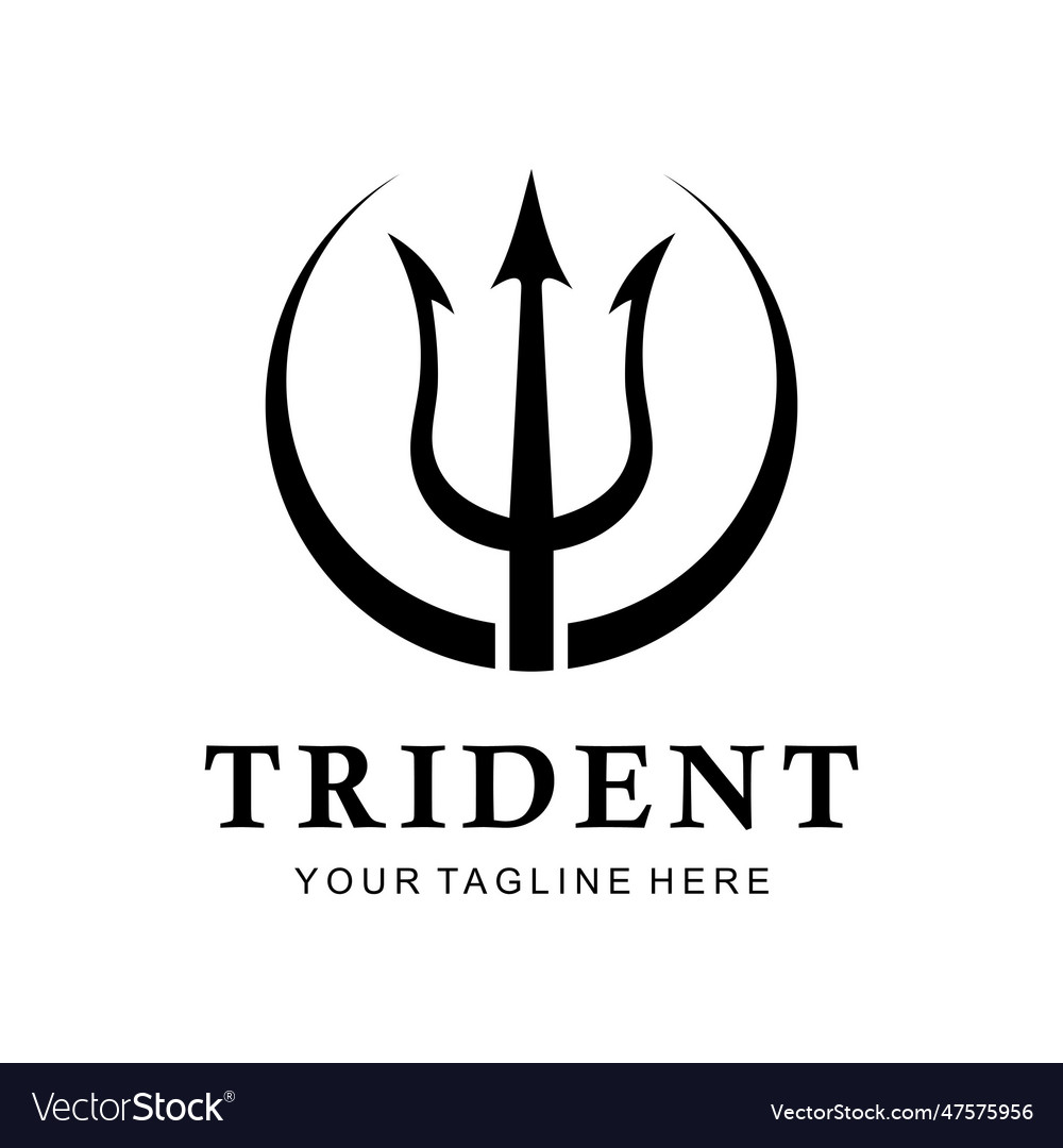 Trident flat style logo Royalty Free Vector Image