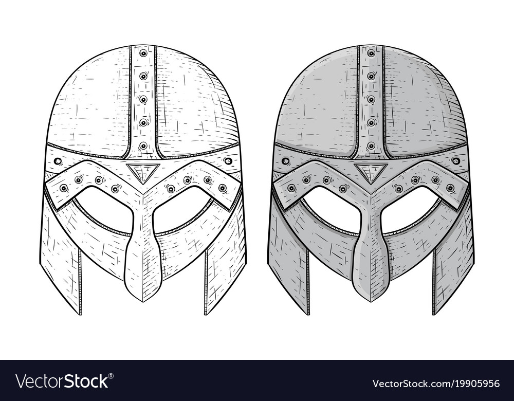 Viking helmets hand drawn sketch isolated on Vector Image