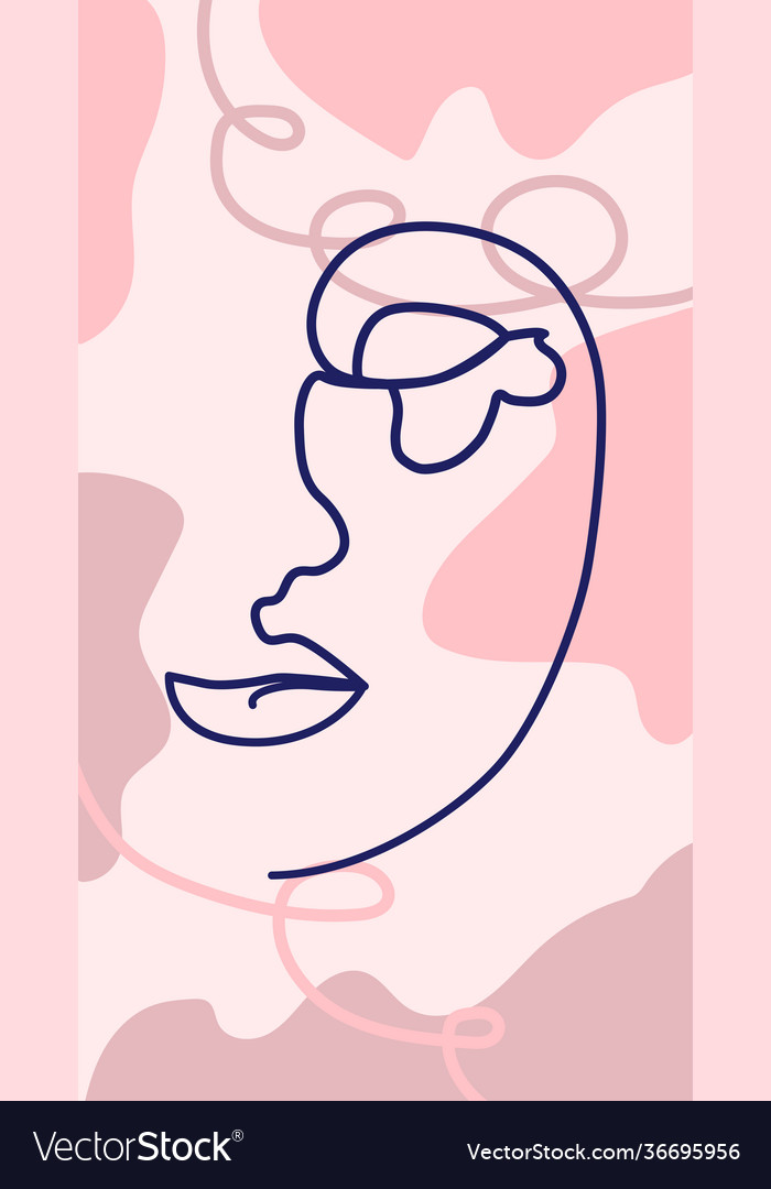 Womans face minimal line style abstract Vector Image Womans face minimal line style abstract