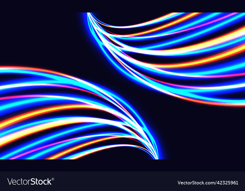 Abstract color light curve dynamic on dark blue