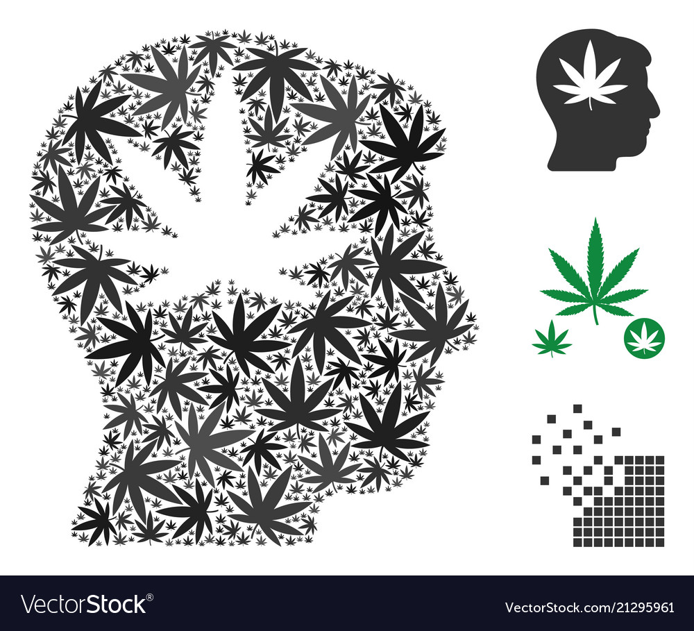 Cannabis Mann Kopf Collage von Marihuana