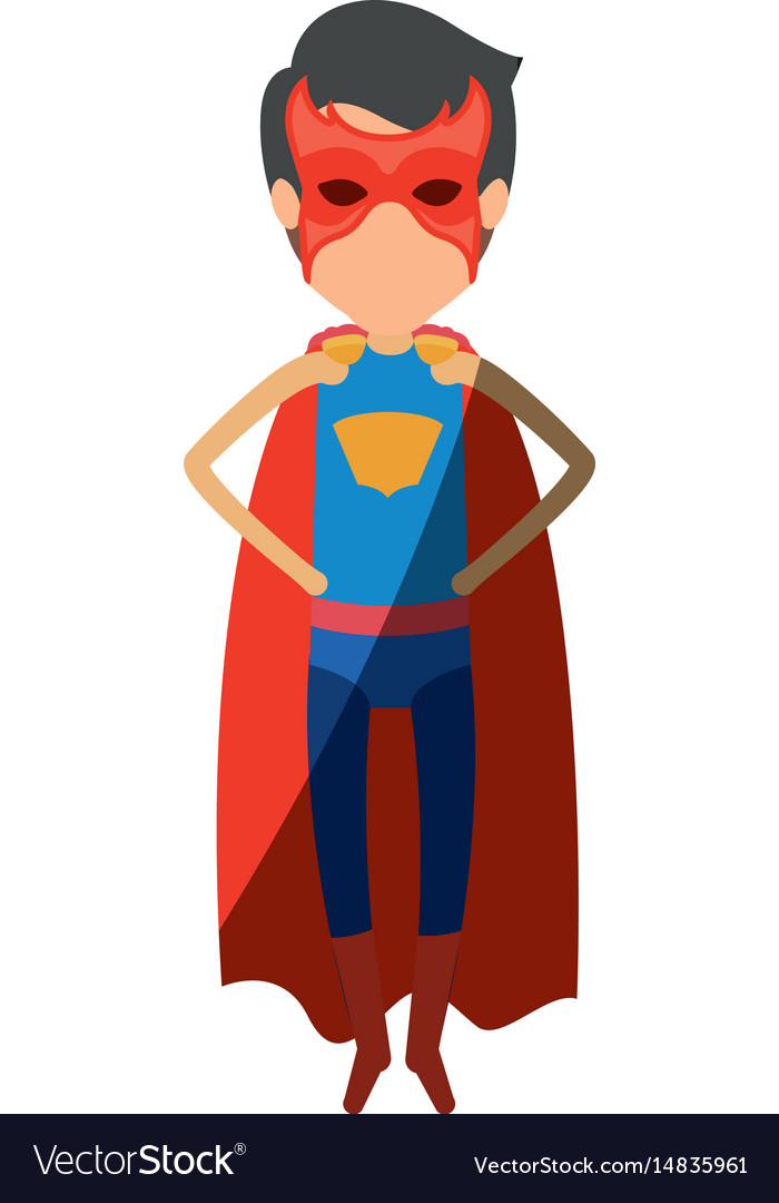 Colorful silhouette with faceless superhero young Vector Image