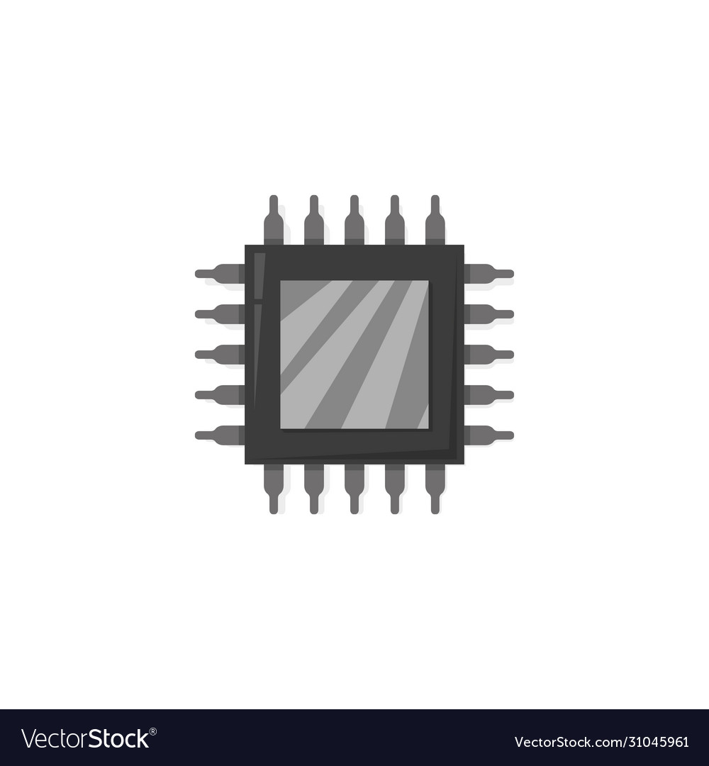 Cpu Computer Mikrochip im flachen Stil vector image Cpu Computer Mikrochip im flachen Stil