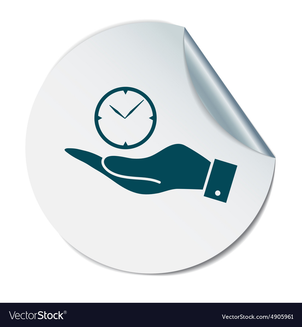 Hand holding a clock icon watch symbol time