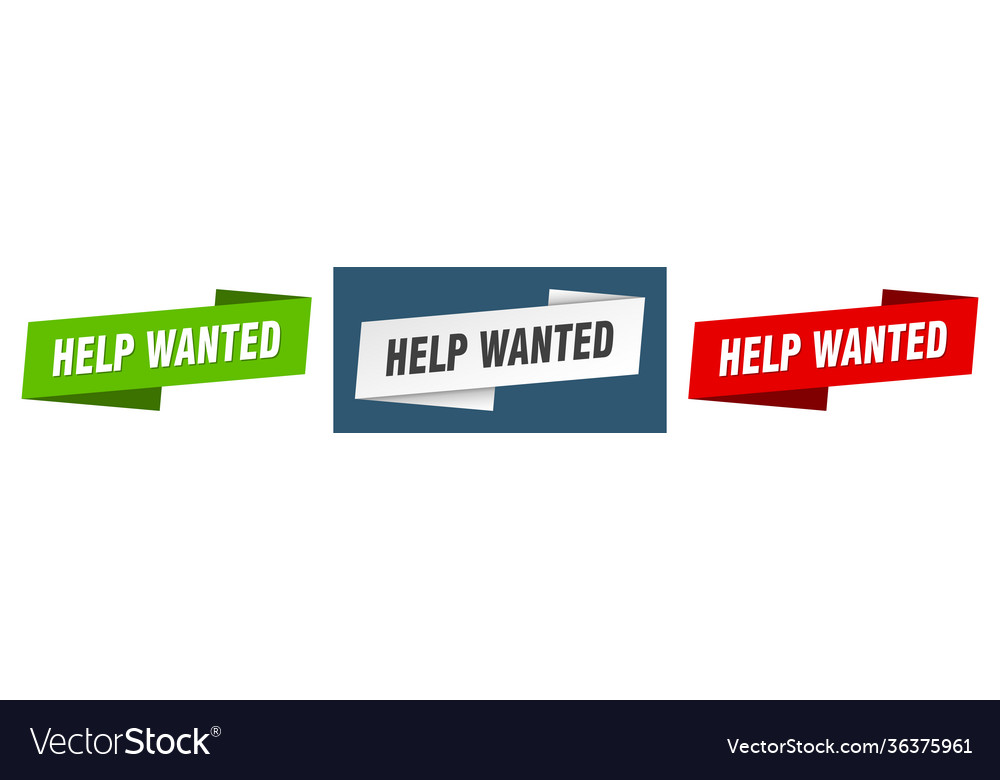 Help wanted banner ribbon label sign