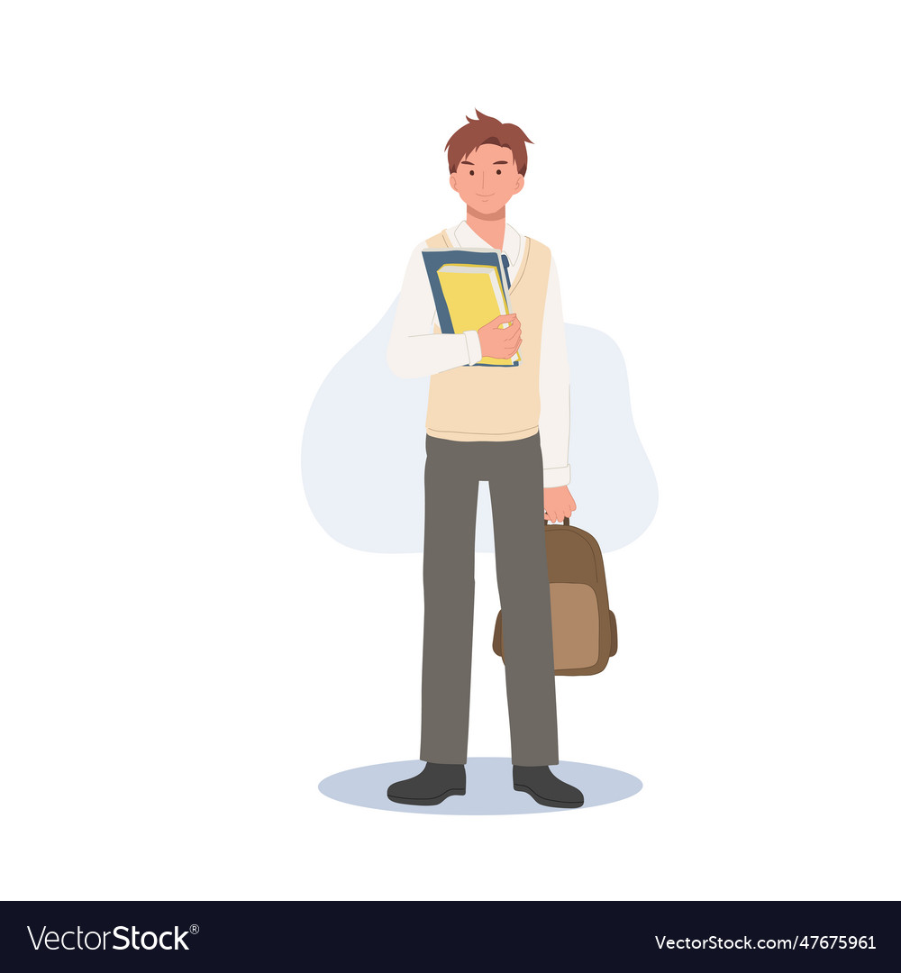 Korean student character full length of male Vector Image