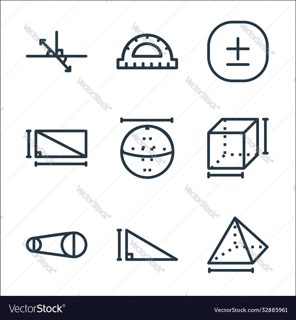 Mathematics line icons linear set quality