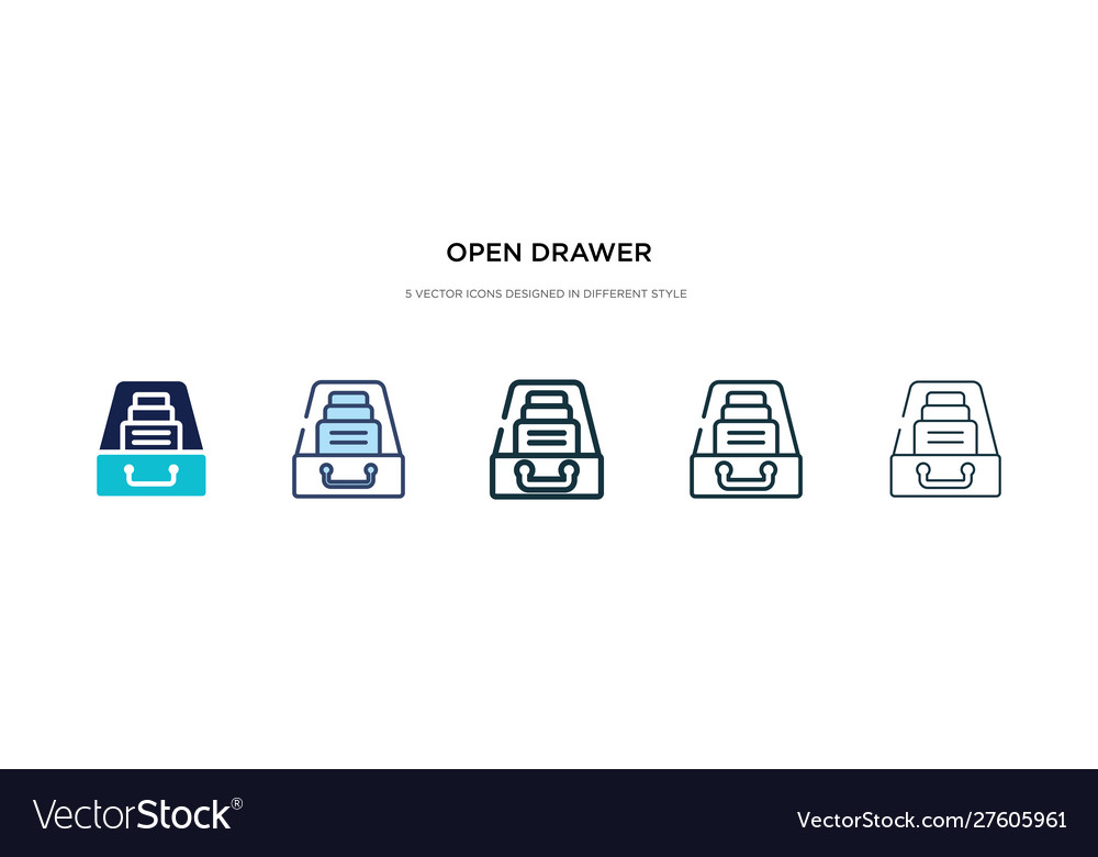 Open drawer icon in different style two colored vector image Open drawer icon in different style two colored