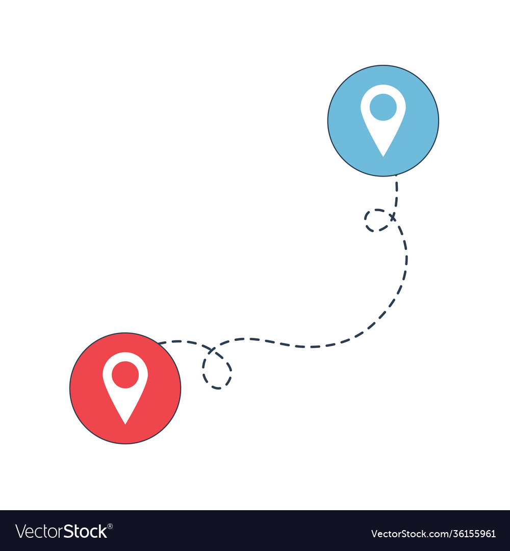 Path from point to point road tracking trace vector image