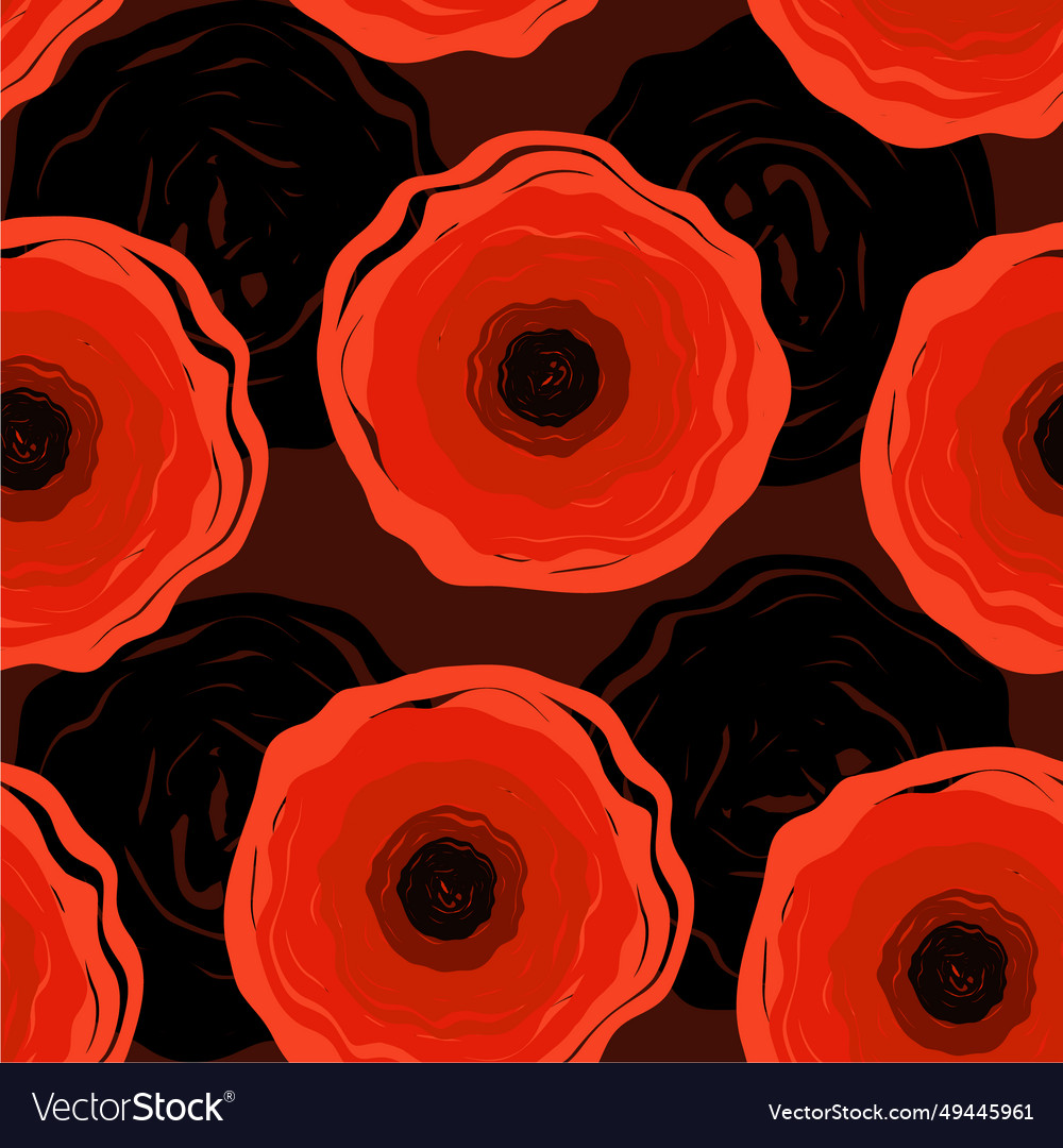 Seamless abstract pattern with red poppies