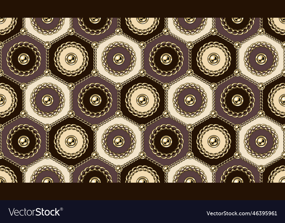 Seamless pattern with circles gold chains