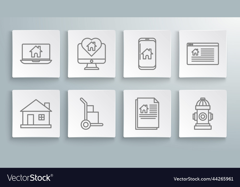 Set line house monitor with in heart shape vector image Set line house monitor with in heart shape