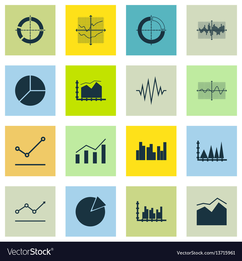Set of graphs diagrams and statistics icons vector image Set of graphs diagrams and statistics icons