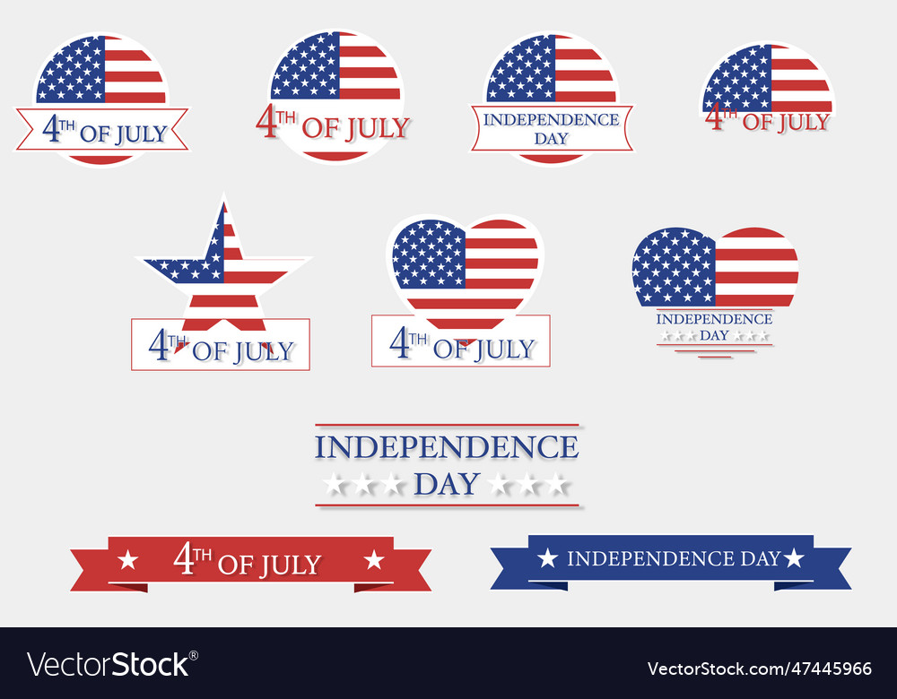 A set of festive elements with the us flag