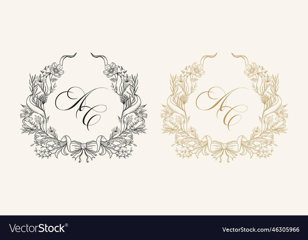 Ac initial wedding crest logo Royalty Free Vector Image