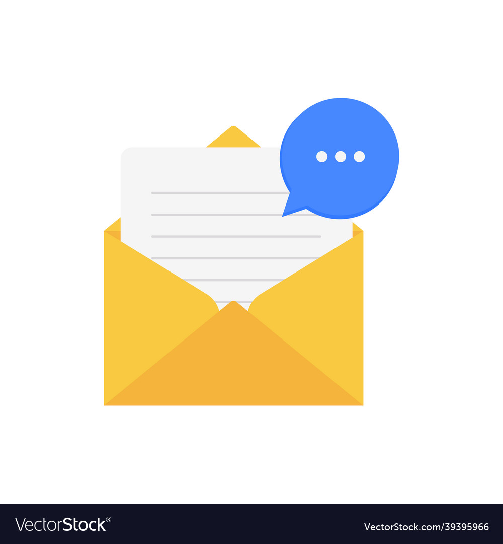 An open envelope with paper and chat bubble vector image An open envelope with paper and chat bubble
