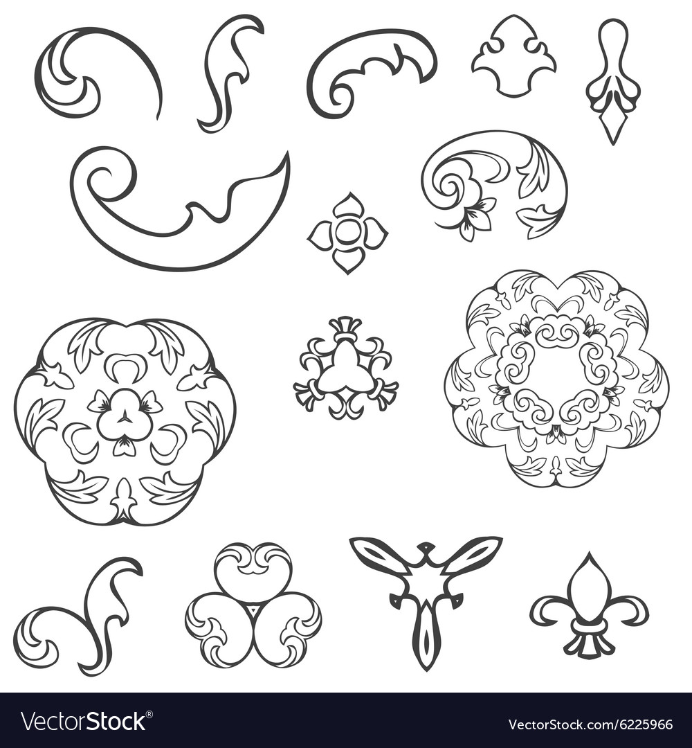 Beautiful floral ornament elements