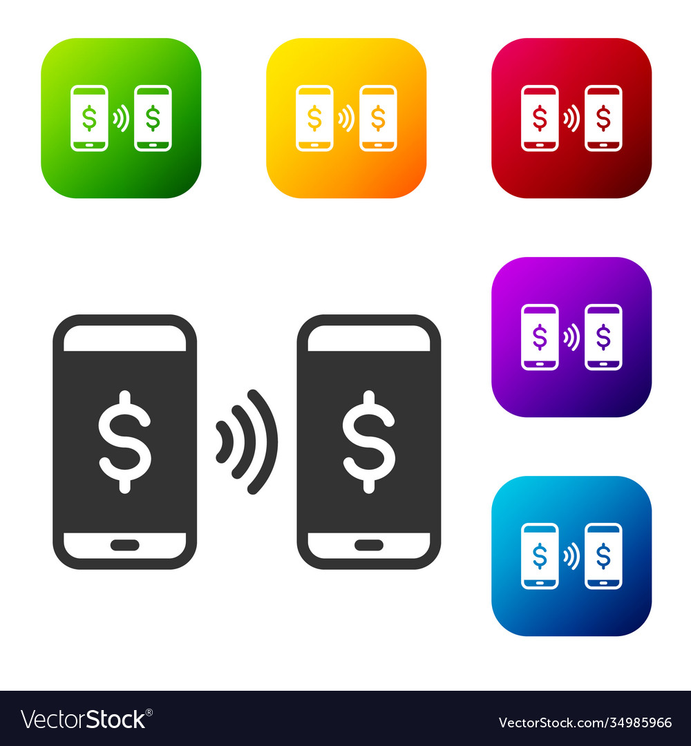 Black money payment transfer in mobile icon Vector Image