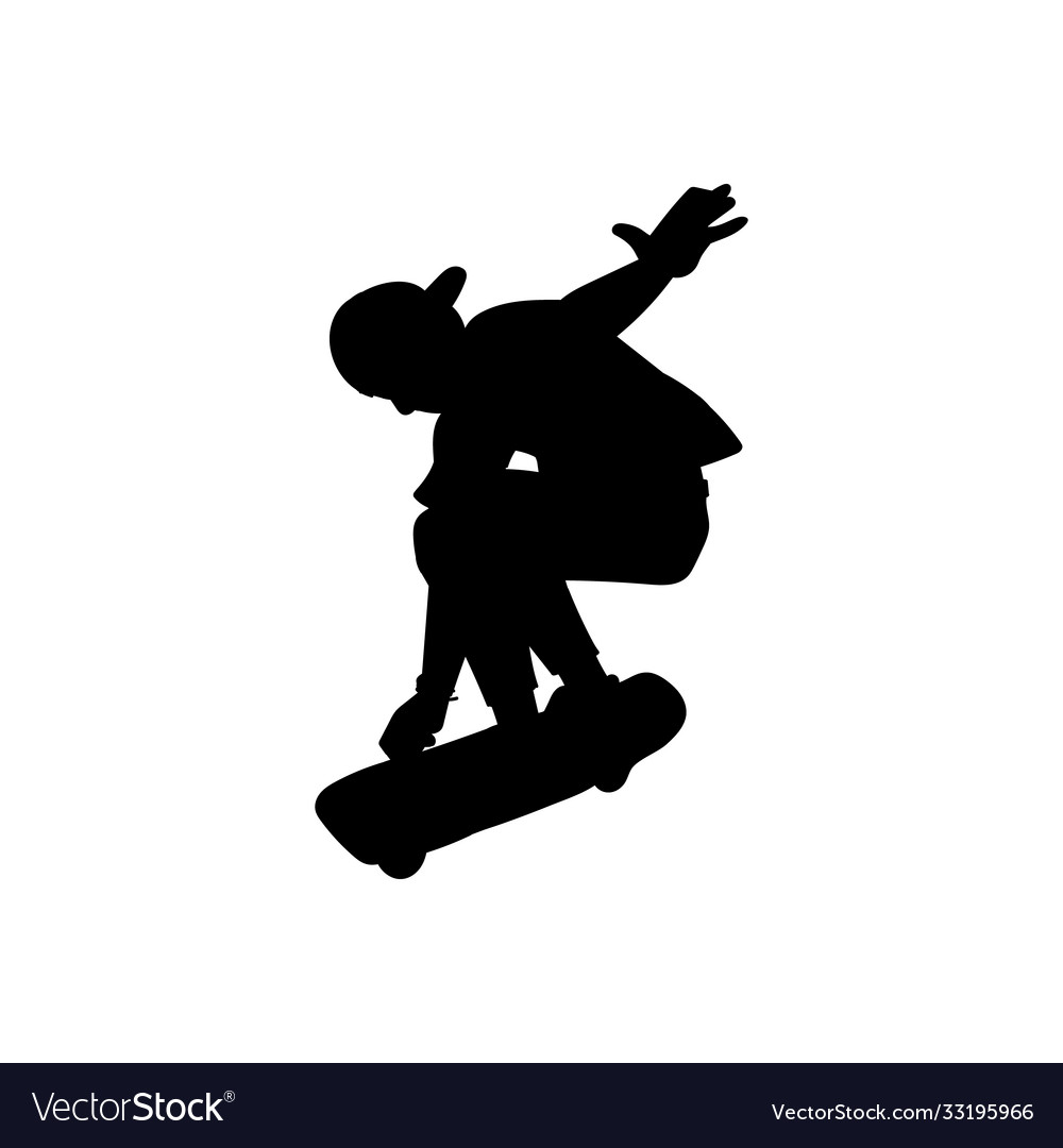 Black silhouette skateboarder jumping in air Vector Image